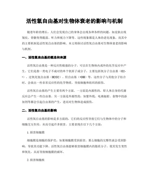 活性氧自由基对生物体衰老的影响与机制