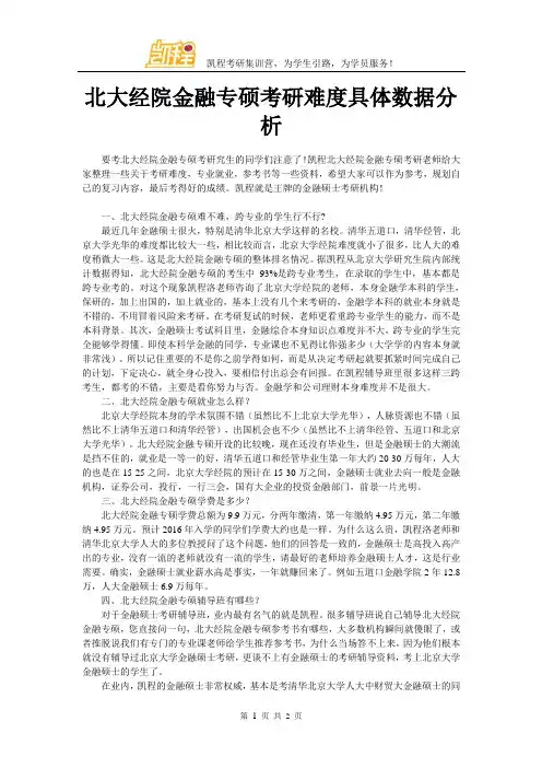 北大经院金融专硕考研难度具体数据分析