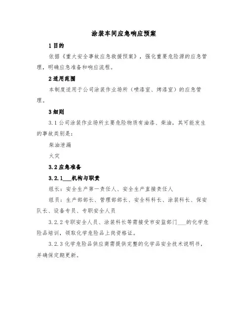 涂装车间应急响应预案(3篇)