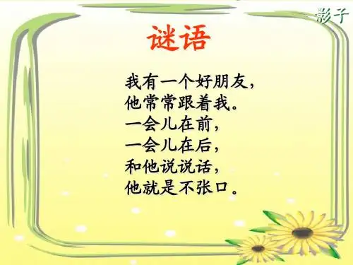 一年级上册《影子》PPT课件