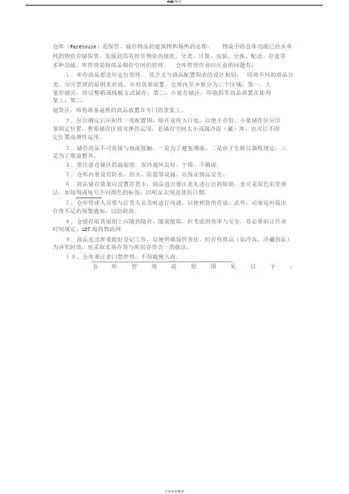 仓库管理流程图(各类仓库通用)