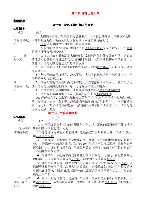 地球上的大气知识点总结