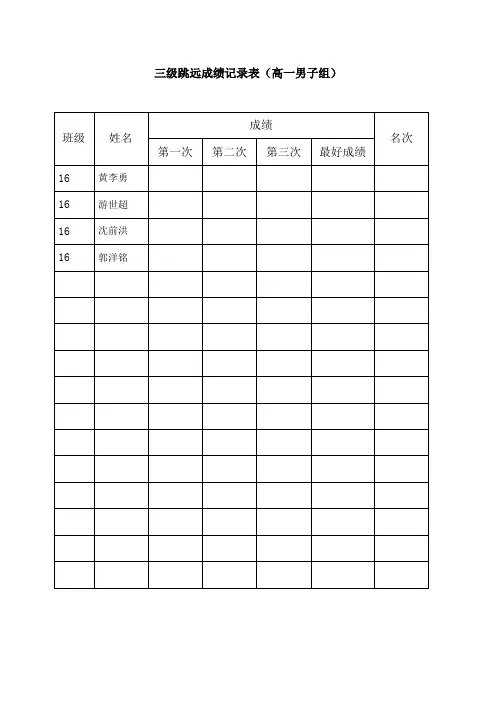 01三级跳远成绩记录表