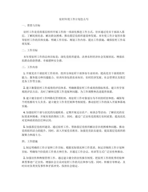 驻村年度工作计划怎么写
