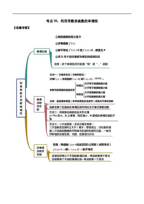 考点50 利用导数求单调性——2021年高考数学专题复习讲义附解析