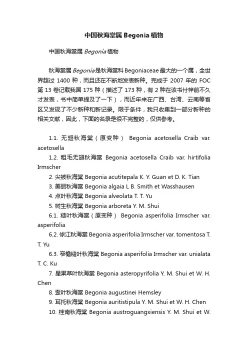 中国秋海棠属Begonia植物