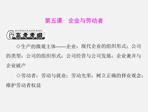 高考政治 一轮复习最新 第二单元第五课企业与劳动者