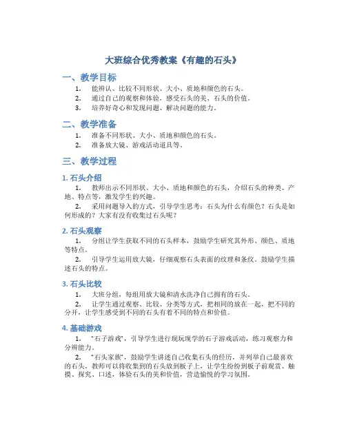 大班综合优秀教案《有趣的石头》