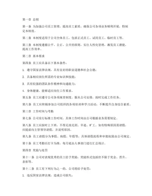 房产公司员工管理制度范本