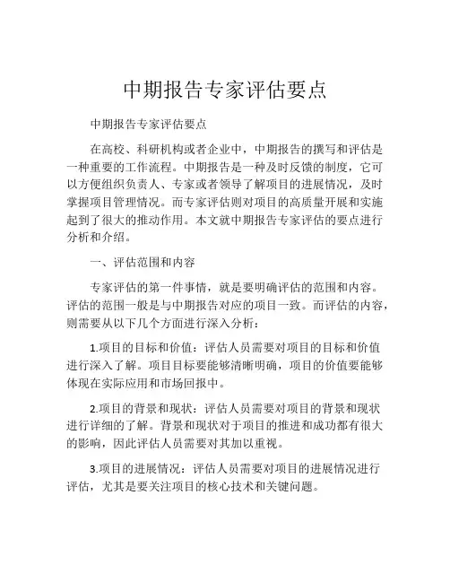 中期报告专家评估要点