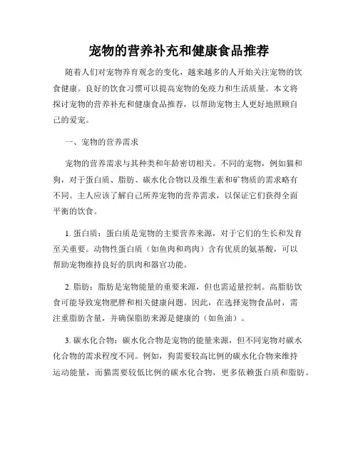 宠物的营养补充和健康食品推荐
