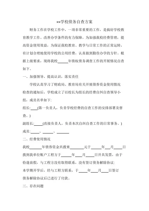公办学校债务债权自查实施方案