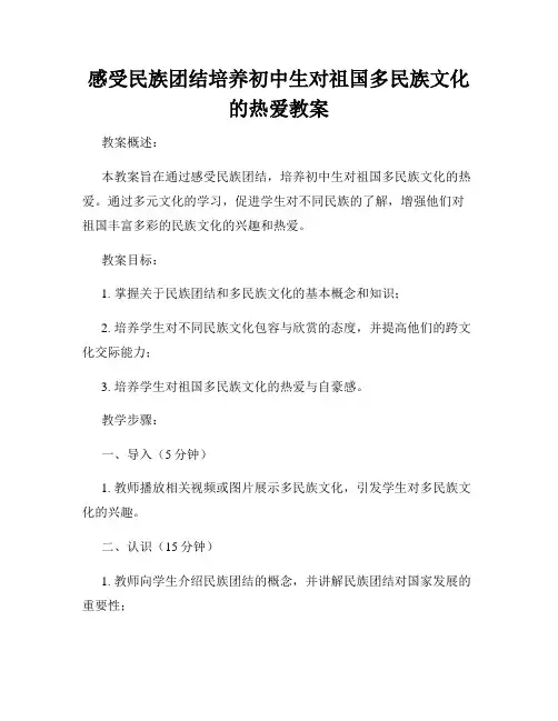 感受民族团结培养初中生对祖国多民族文化的热爱教案