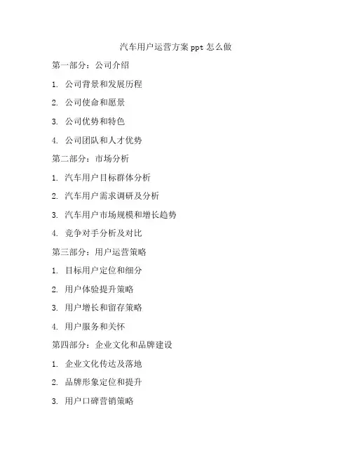 汽车用户运营方案ppt怎么做