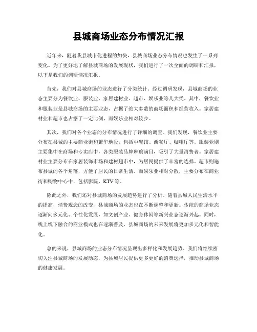县城商场业态分布情况汇报