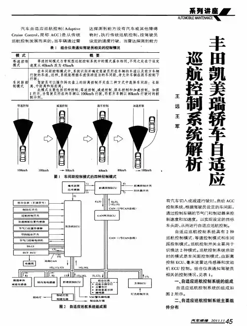丰田凯美瑞轿车自适应巡航控制系统解析