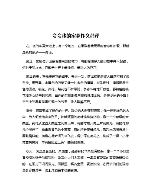 夸夸我的家乡作文荷泽