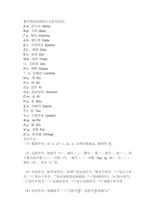 物理公式和符号汇总