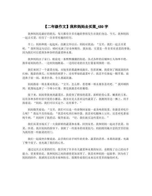 【二年级作文】我和妈妈去买菜_450字