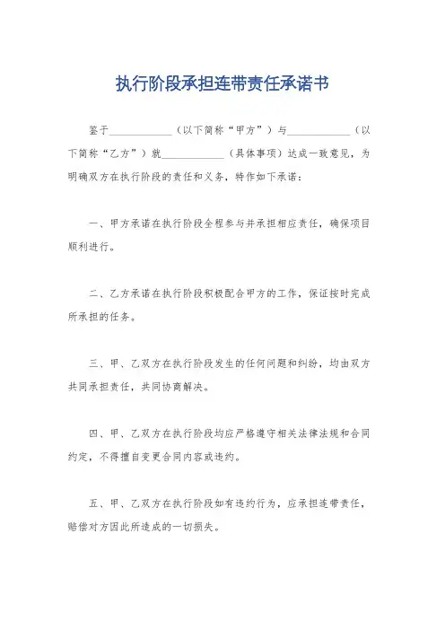 执行阶段承担连带责任承诺书
