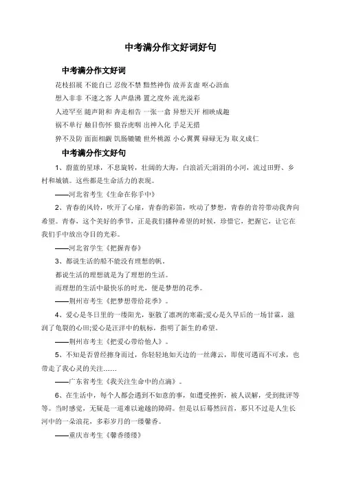 中考满分作文好词好句