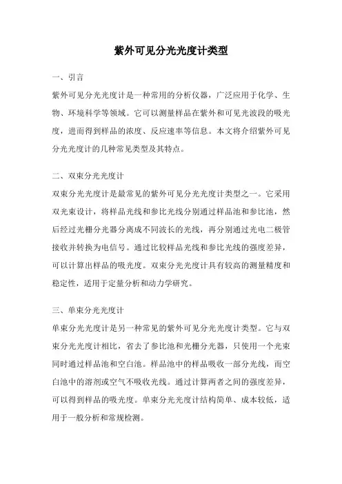 紫外可见分光光度计类型