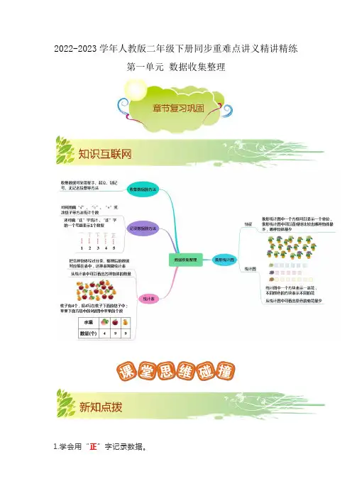 第一单元《数据收集整理》(解析)二年级数学下册同步重难点讲义精讲精练(人教版)