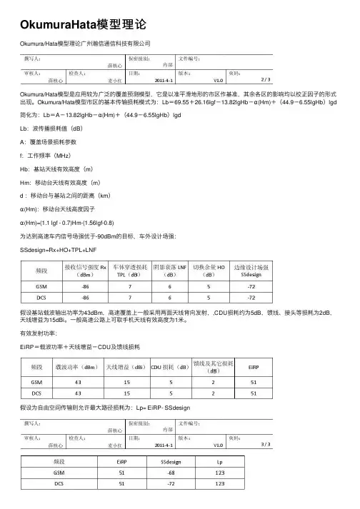 OkumuraHata模型理论