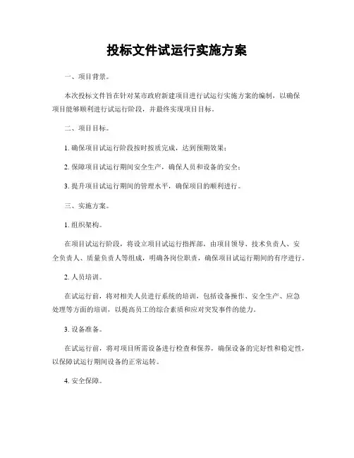 投标文件试运行实施方案