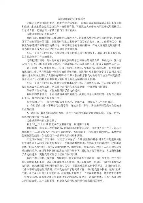 运维试用期转正工作总结