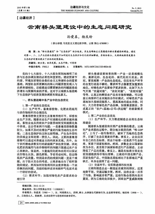 云南桥头堡建设中的生态问题研究