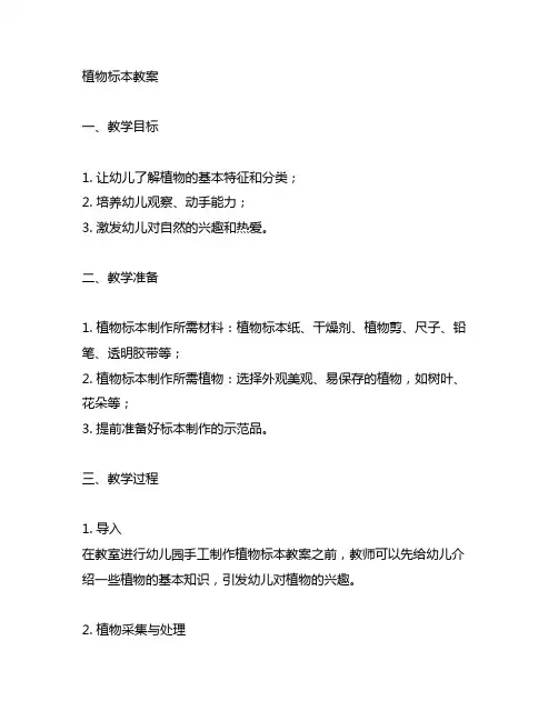 幼儿园手工制作植物标本教案 幼儿园手工制作
