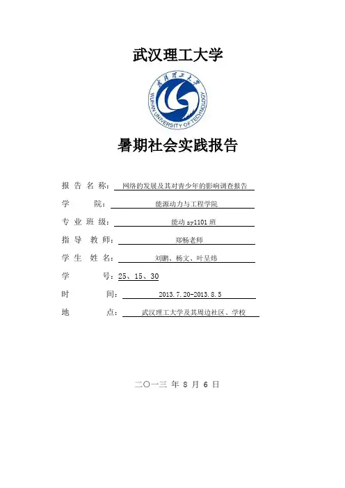 网络的发展及其对青少年的影响调查报告