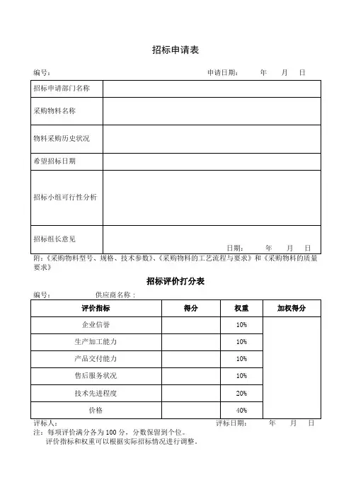 招标申请表
