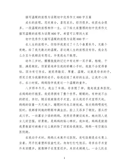 描写温暖的旅程为话题初中优秀作文800字五篇