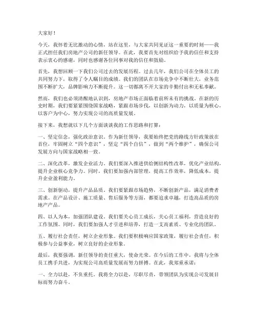 新上任房地产领导发言稿