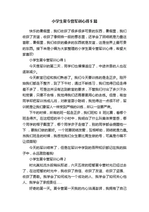 小学生夏令营军训心得5篇