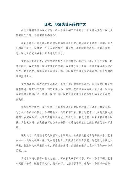 观汶川地震遗址有感的作文