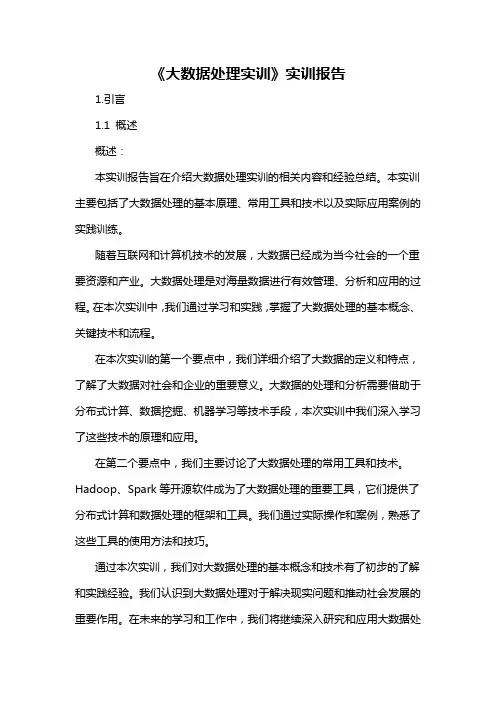 《大数据处理实训》实训报告