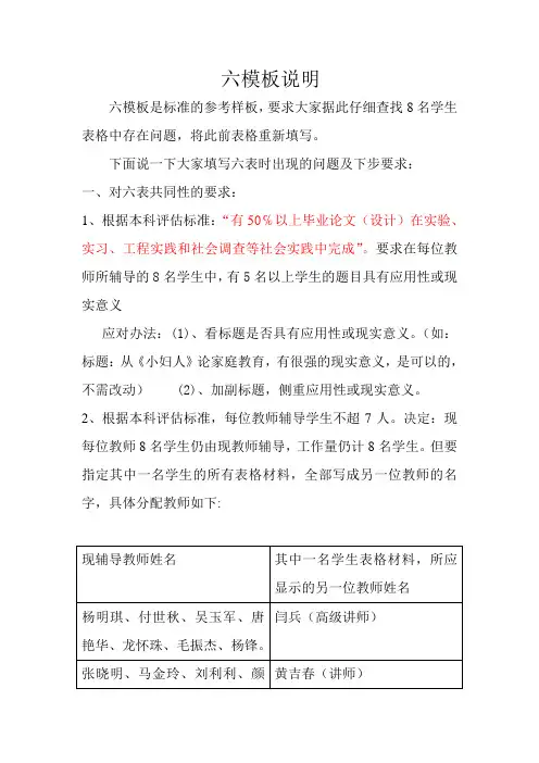 毕设六模板相关要求说明