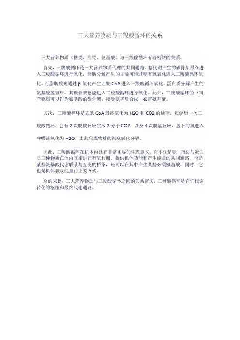 三大营养物质与三羧酸循环的关系