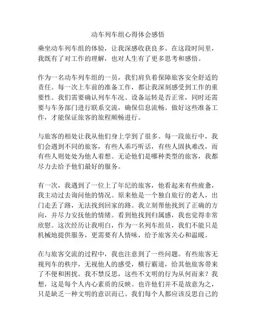 动车列车组心得体会感悟