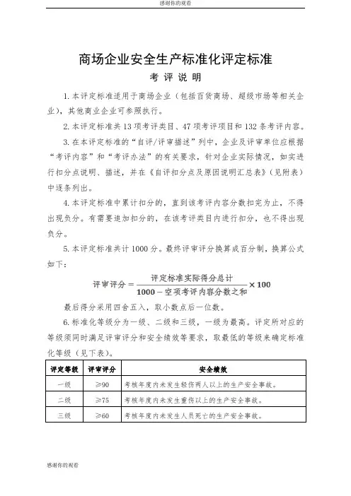 商场企业安全生产标准化评定标准 .doc