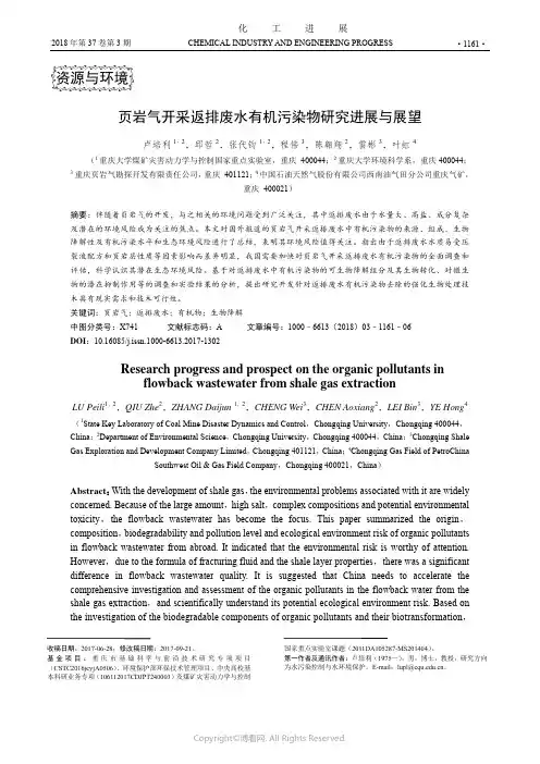 页岩气开采返排废水有机污染物研究进展与展望