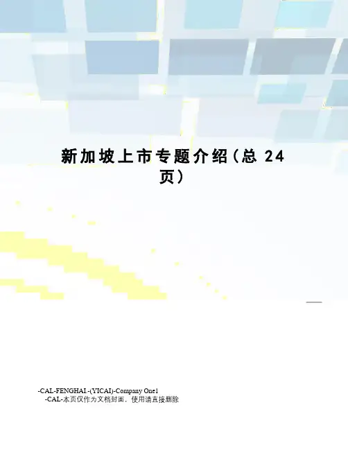 新加坡上市专题介绍