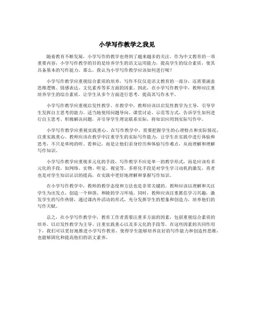 小学写作教学之我见