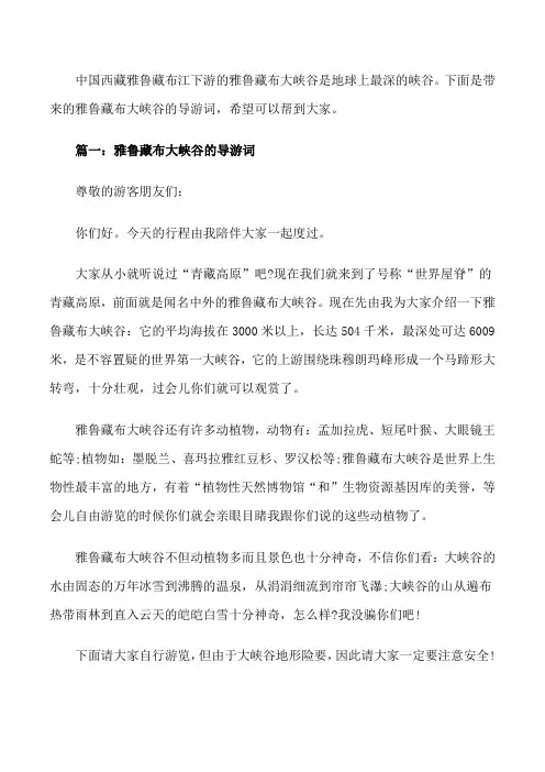 雅鲁藏布大峡谷的导游词3篇[修改版]