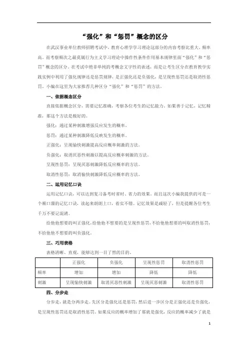 酷学网国考教师资格证：强化”和“惩罚”概念的区分