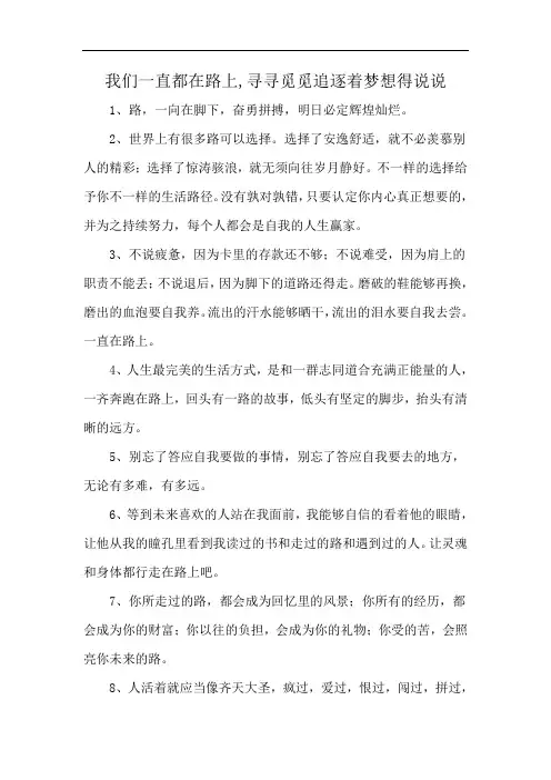 我们一直都在路上,寻寻觅觅追逐着梦想得说说