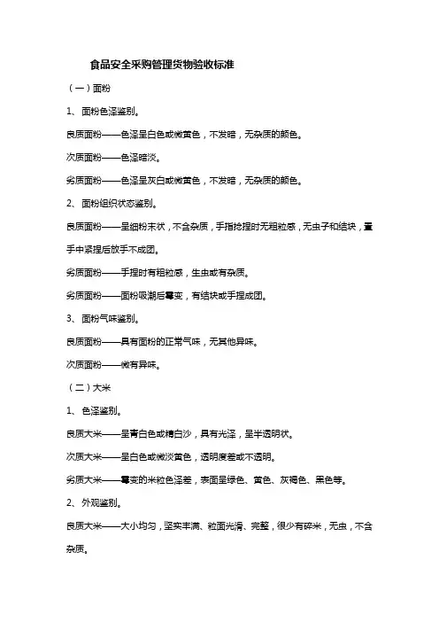 食品安全采购管理货物验收标准